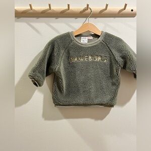 ZARA | Fuzzy Green Sweatshirt | 6-9 Mo